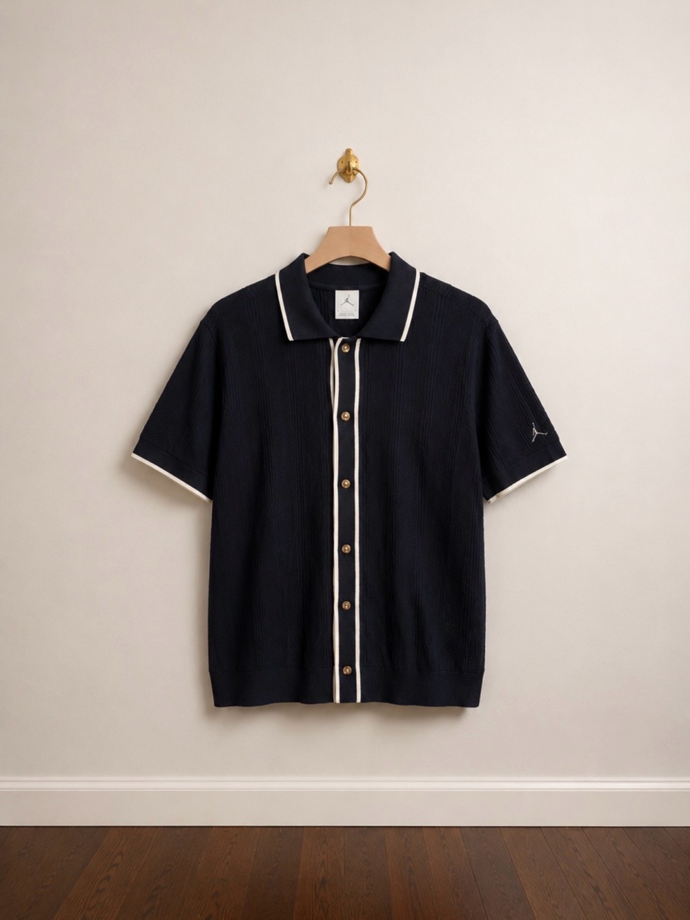 Jordan Navy Short-Sleeve Polo with White Piping